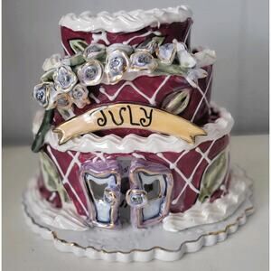 Blue Sky Clayworks July Birthday Cake Ceramic By Heather Goldminc 2002 Ruby